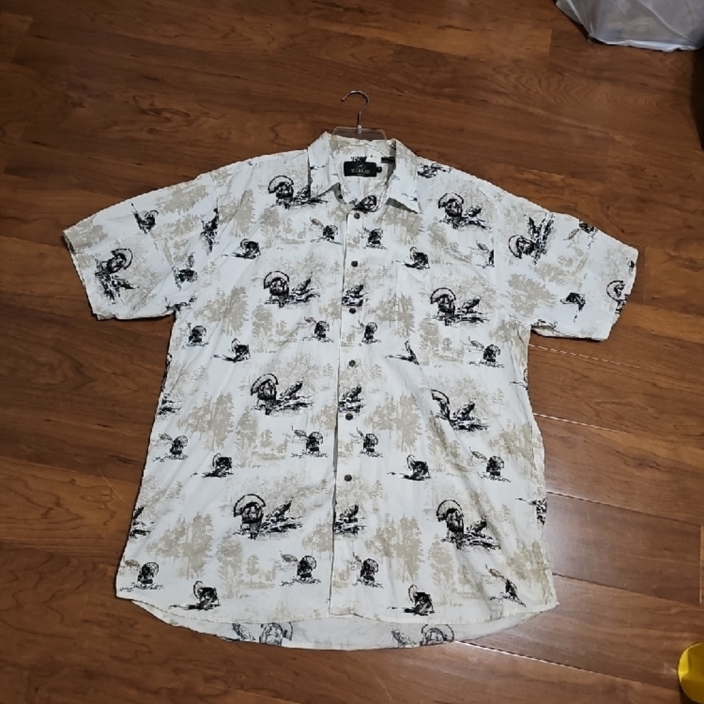 Redhead Men's Shirt XL Thanksgiving Turkey Hunting AOP Button Down Shirt